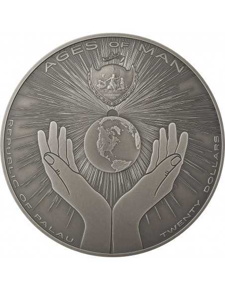 AZTEC FIVE SUNS Ages of Man Creation of World 3 Oz Silver Coin 20$ Palau 2021