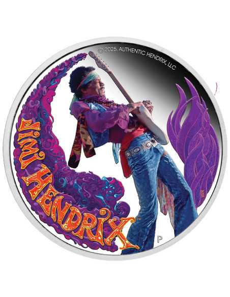 JIMMY HENDRIX 1 Oz Silbermünze 1$ Tuvalu 2025 - Coins & More - Tuvalu