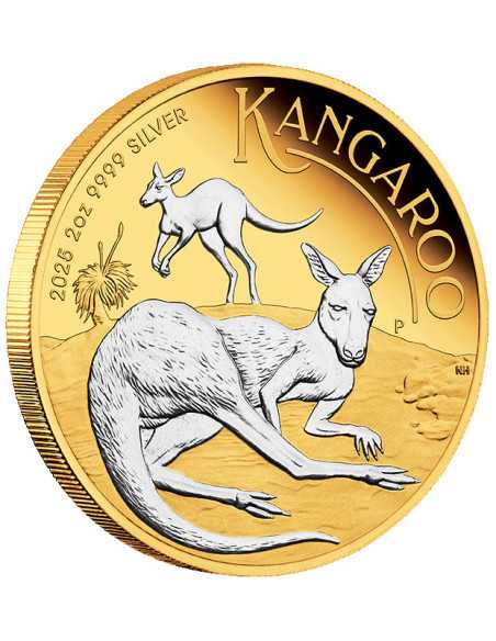 AUSTRALIEN KANGAROO 2 Oz Silber vergoldete Münze 2$ Australien 2025 - Coins & More - Australien