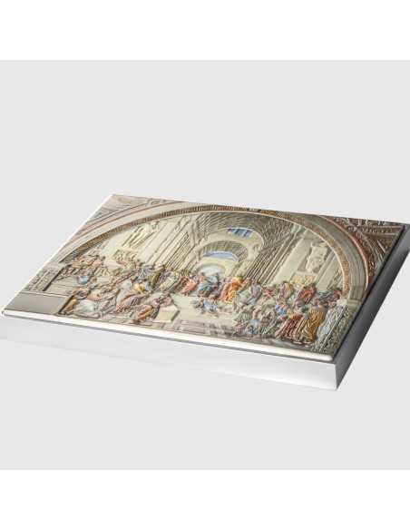 DIE SCHULE VON ATHEN von Raphael Farbige 2,5 Oz Silber & 120g Kupfermünze 10000 Francs Tschad 2024 - Coins & More - Tschad