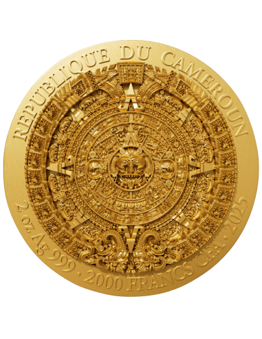 MAYAN CIVILIZATION Gold Gilded 2 Oz Silver Coin 2000 Francs Cameroon 2025 - Coins & More - Cameroon