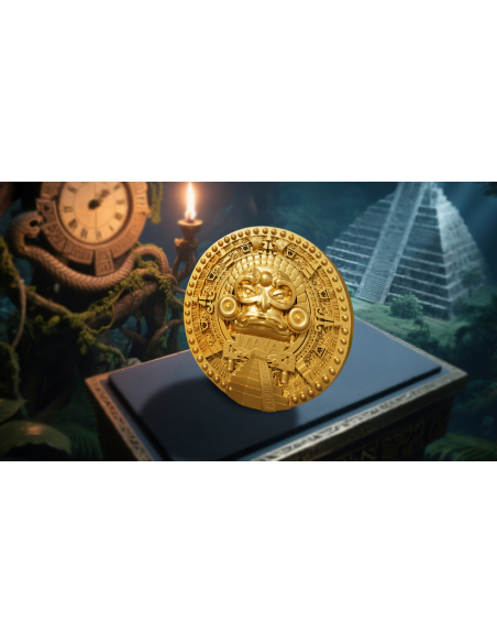 MAYANISCHE ZIVILISIERUNG Gold vergoldet 2 Oz Silbermünze 2000 Francs Kamerun 2025 - Coins & More - Kamerun