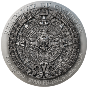 MAYAN CIVILIZATION Antike Ausführung 2 Oz Silbermünze 2000 Francs Kamerun 2025 - Coins & More - Kamerun 2