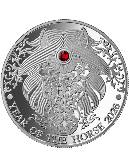 AÑO DEL CABALLO Año Lunar 1/2 Oz Moneda de Plata 2 Cedis Ghana 2026 - Coins & More - Africa
