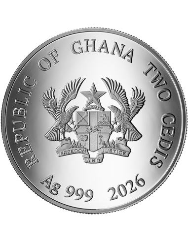 JAHR DES PFERDES Mondjahr 1/2 Oz Silber Proof Münze 2 Cedis Ghana 2026 - Coins & More - Afrika