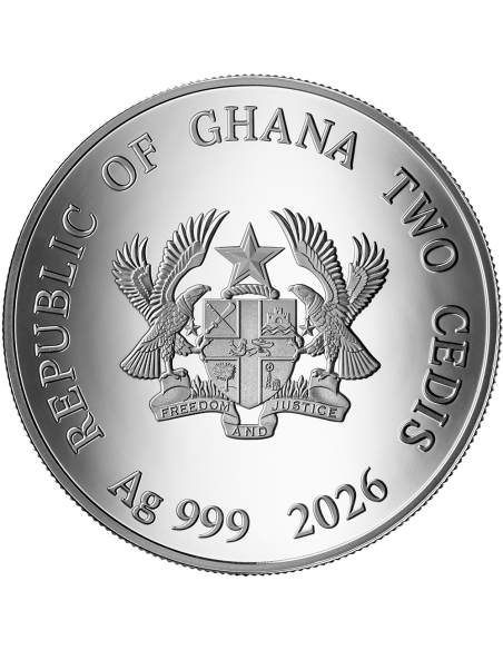 JAHR DES PFERDES Mondjahr 1/2 Oz Silber Proof Münze 2 Cedis Ghana 2026 - Coins & More - Afrika