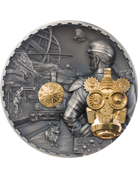 JET PACK Steampunk Gilded 3 Oz Silver Coin 20$ Cook Islands 2021 - Coins & More - Îles Cook