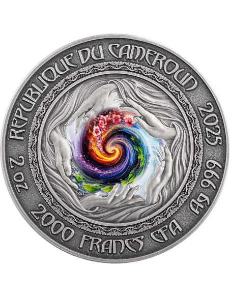 MERMAID Natura Spiriti 2 Oz Moneta d'Argento 2000 Franchi Camerun 2025 - Coins & More - Camerun