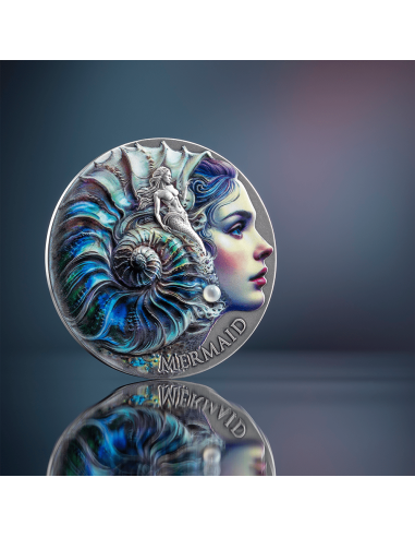 MERMAID Natura Spiriti 2 Oz Moneta d'Argento 2000 Franchi Camerun 2025 - Coins & More - Camerun