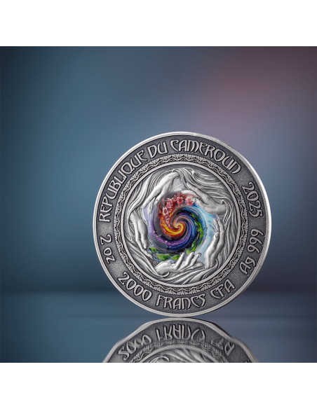 MERMAID Natura Spiriti 2 Oz Moneta d'Argento 2000 Franchi Camerun 2025 - Coins & More - Camerun