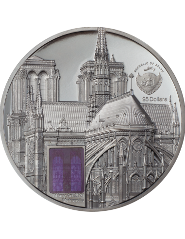 NOTRE DAME DE PARIS Tiffany Art 5 Oz Silver Coin 25$ Palau 2021 - Coins & More - Palau