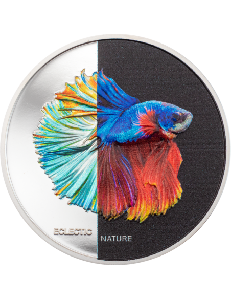 FIGHTING FISH Eclectic Nature 1 Oz Silver Coin 5$ Cook Islands 2021 - Coins & More - Isole Cook