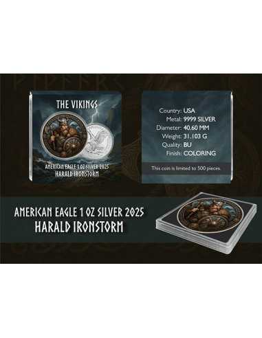 HARALD IRONSTORM Die Wikinger 1 Oz Silbermünze 1$ USA 2025 - Coins & More - Usa