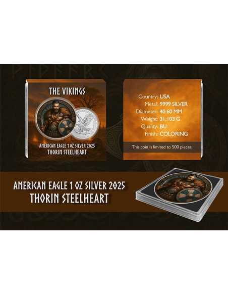 THORIN STEELHEART Los Vikingos 1 Oz Moneda de Plata 1$ USA 2025 - Coins & More - Usa