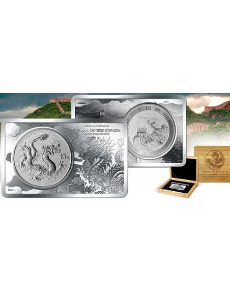 MONETA D'ARGENTO CINESE DRAGONE IN BARRE 2 Oz + 1 Oz Set Moneta 10 Yuan Cina 2025 - Coins & More - Messico