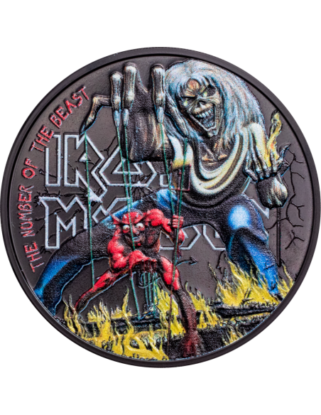 IRON MAIDEN The Number Of The Beast 1 Oz Silver Coin 5$ Cook Islands 2022 - Coins & More - Îles Cook