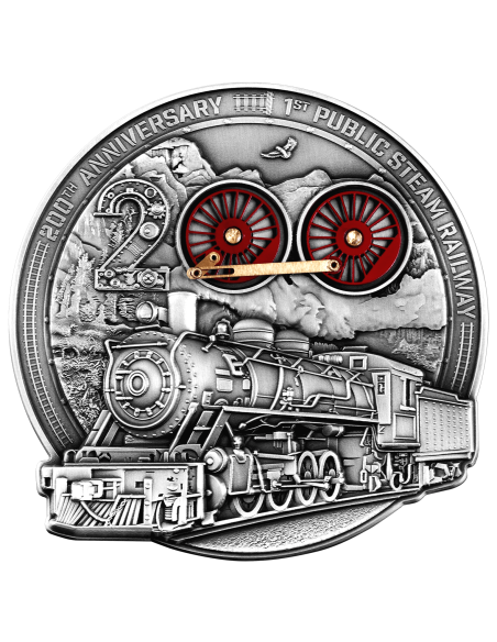 200° ANNIVERSARIO DELLA PRIMA FERROVIA A VAPORE PUBBLICA Moneta d'argento da 10 Oz. 10$ Barbados 2025 - Coins & More - Barbados