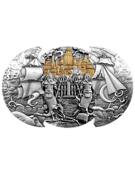 ATLANTIS Tecnica della Porta Scorrevole Moneta d'Argento da 5 Oz 10$ Samoa 2025 - Coins & More - Samoa