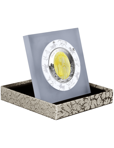 ANNO DEL CAVALLO Madreperla Lunare Cinese Moneta d'Argento da 5 Oz 25$ Isole Salomone 2026 - Coins & More - Isole Salomone