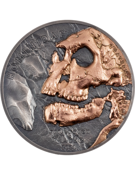 HOMINIDAE Evolution of Life 1 Oz Silver Coin 500 Togrog Mongolia 2021 - Coins & More - Mongolia