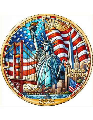 HAPPY INDEPENDENCE DAY 4 luglio Edizione in vetro colorato Moneta d'argento da 1 Oz 1$ USA 2024 - Coins & More - Usa