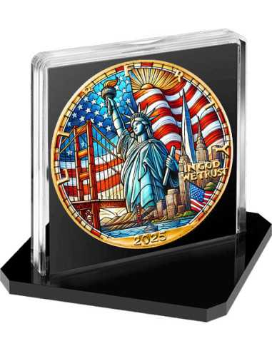 HAPPY INDEPENDENCE DAY 4 luglio Edizione in vetro colorato Moneta d'argento da 1 Oz 1$ USA 2024 - Coins & More - Usa