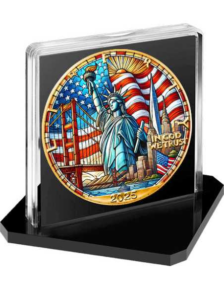 HAPPY INDEPENDENCE DAY 4 luglio Edizione in vetro colorato Moneta d'argento da 1 Oz 1$ USA 2024 - Coins & More - Usa