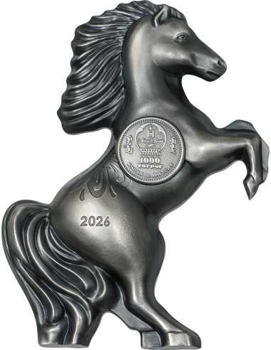 CABALLO SILVESTRE Año Lunar 1 Oz Moneda de Plata 1000 Togrog Mongolia 2026 - Coins & More - Mongolia