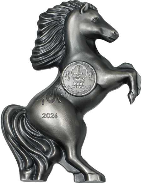 CABALLO SILVESTRE Año Lunar 1 Oz Moneda de Plata 1000 Togrog Mongolia 2026 - Coins & More - Mongolia