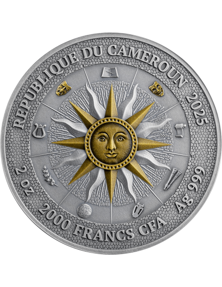 MELPOMENE & THALIA Las Nueve Musas Moneda de Plata de 2 Oz 2000 Francos Camerún 2025 - Coins & More - Camerún