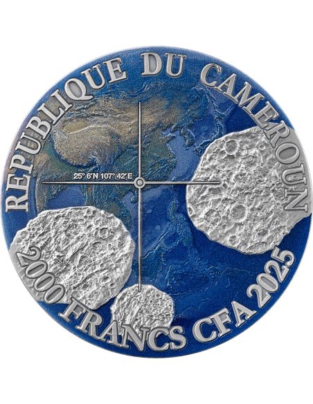 NANTAN Meteorite Geografia Moneta d'Argento da 50g 2000 Franchi Camerun 2025 - Coins & More - Camerun