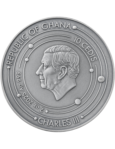 SATURN Système solaire Pièce de monnaie en argent de 2 oz 10 Cedis Ghana 2025 - Coins & More - Ghana