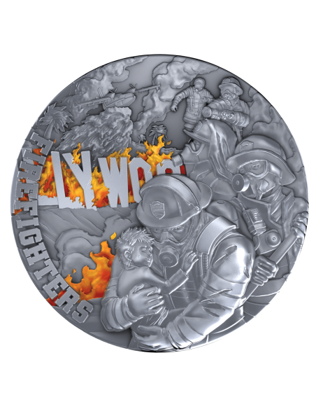 FIREFIGHTERS First In, Last Out 2 Oz Silbermünze 5$ Niue 2025 - Coins & More - Niue