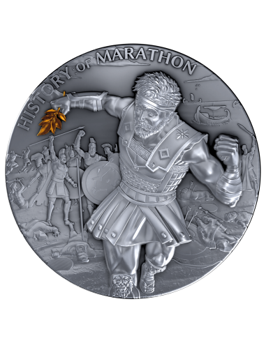 HISTOIRE DU MARATHON Pièce 2 Oz Argent 5$ Libéria 2025 - Coins & More - Libéria