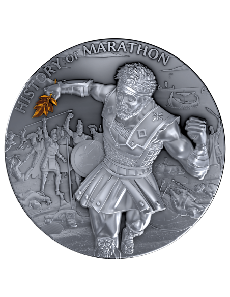HISTOIRE DU MARATHON Pièce 2 Oz Argent 5$ Libéria 2025 - Coins & More - Libéria