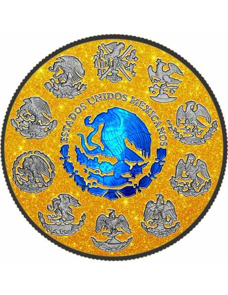 HOLO AZUL ELÉCTRICO Polvo de Oro 1 Oz Moneda de Plata México 2024 - Coins & More - Mexico