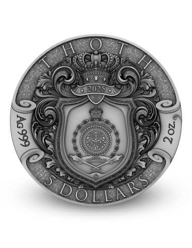 Moneta d'argento da 2 once THOTH Echoes of Egypt 5$ Niue 2025 - Coins & More - Camerun