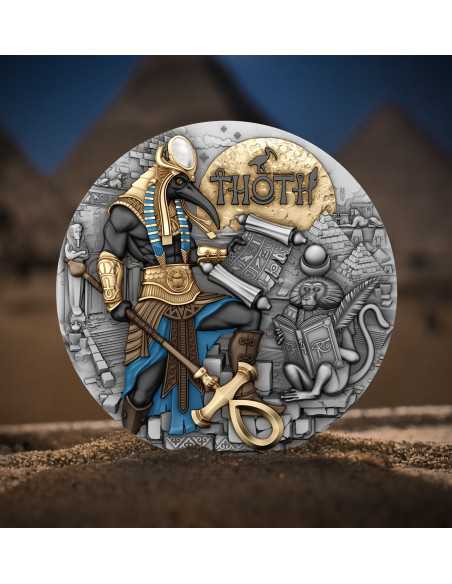 Moneta d'argento da 2 once THOTH Echoes of Egypt 5$ Niue 2025 - Coins & More - Camerun