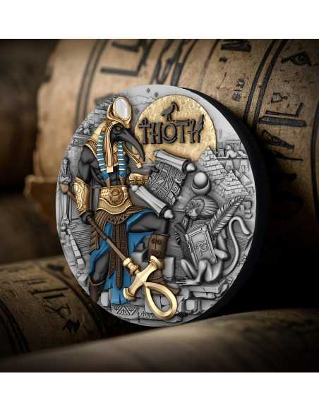 Moneta d'argento da 2 once THOTH Echoes of Egypt 5$ Niue 2025 - Coins & More - Camerun