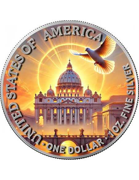 LE SAINT PÈRE AMÉRICAIN Pope Leone XIV 1 Oz Silver Coin 1$ USA 2025 - Coins & More - Usa