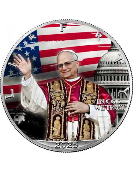 LE SAINT PÈRE AMÉRICAIN Pope Leone XIV 1 Oz Silver Coin 1$ USA 2025 - Coins & More - Usa