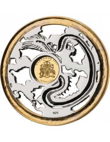 SYMBOLS OF LIFE - DRAGON Silver Gold Palladium and Rodhium Coin 10$ Barbados 2021 - Coins & More - Signes du Zodiaque