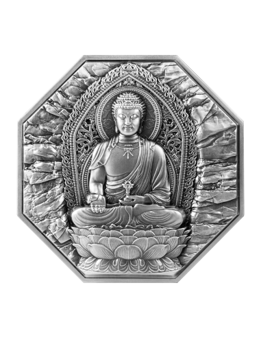 AMITABHA Huit Protecteurs Pièces 5 Oz Argent & 28.5 Oz Cuivre 25000 Francs Tchad 2025 - Coins & More - Tchad