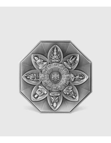 AMITABHA Huit Protecteurs Pièces 5 Oz Argent & 28.5 Oz Cuivre 25000 Francs Tchad 2025 - Coins & More - Tchad