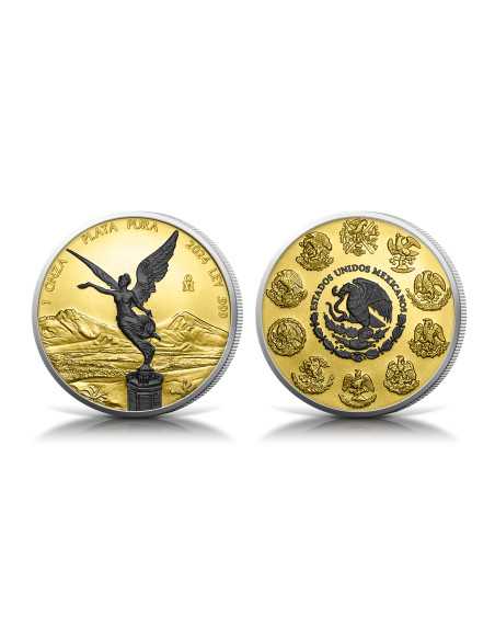 LIBERTAD Noir Platine & Or et Argent Série 1 Oz Pièce Argent Mexique 2024 - Coins & More - Mexique
