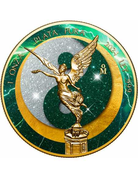 SOL Y LUNA Tormenta Verde Eléctrica 1 Oz Moneda de Plata México 2024 - Coins & More - Mexico