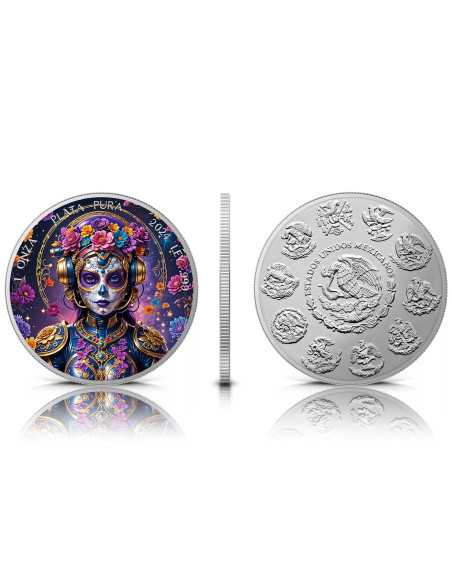 STEAMPUNK Dia De Los Muertos 1 Oz Silbermünze 1 Unze Mexiko 2024 - Coins & More - Mexiko