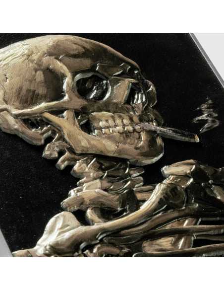 SMOKING SKELETON WITH BURNING CIGARETTE By Vincent Van Gogh Colored 2.5 Oz Silver & 120g Copper Coin 10000 Francs Chad 2024 -...