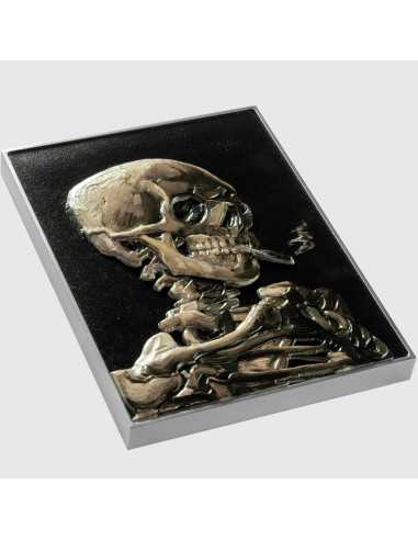 SMOKING SKELETON WITH BURNING CIGARETTE By Vincent Van Gogh Colored 2.5 Oz Silver & 120g Copper Coin 10000 Francs Chad 2024 -...