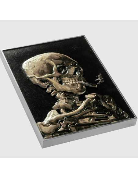 SMOKING SKELETON WITH BURNING CIGARETTE By Vincent Van Gogh Colored 2.5 Oz Silver & 120g Copper Coin 10000 Francs Chad 2024 -...